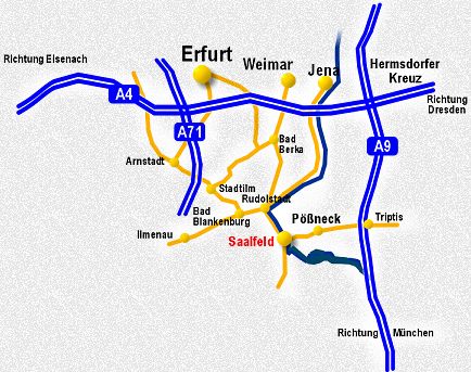KARTE ZUR ANFAHRT DES WALDHOTELS AM STAUSEE ÜBER DIE AUTOBAHN